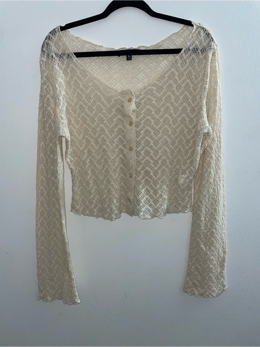 Third Charm Pacsun Beige Cream White Lightweight Sheer Cardigan Women’s Size XL